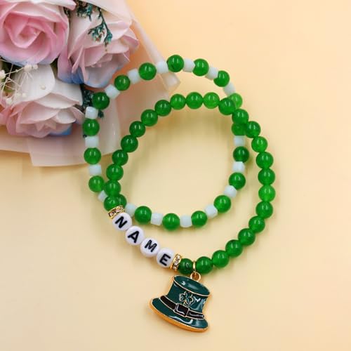 Bijoux bricolage Saint-Patrick et bracelet perles blanches et vertes