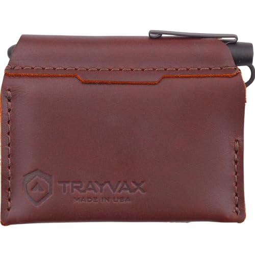 Trayvax Summit Notebook Wallet, RFID Protective Small Leather Credit Card Holder with Cash Pocket, Includes Pocket Notebook and Space Pen, Brown