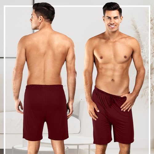 3 Pack Men's Pajama Shorts Sleep Lounge Shorts Sleepwear Pants Big and Tall Sleep Pj Bottoms Elastic Waist with Pockets2
