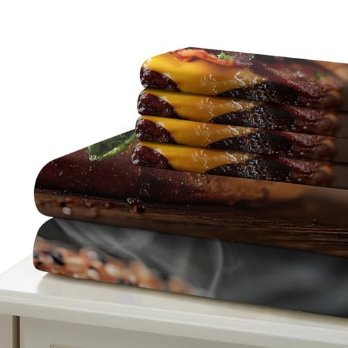 Housse de couette burger au bacon 3D en microfibre King 220x240