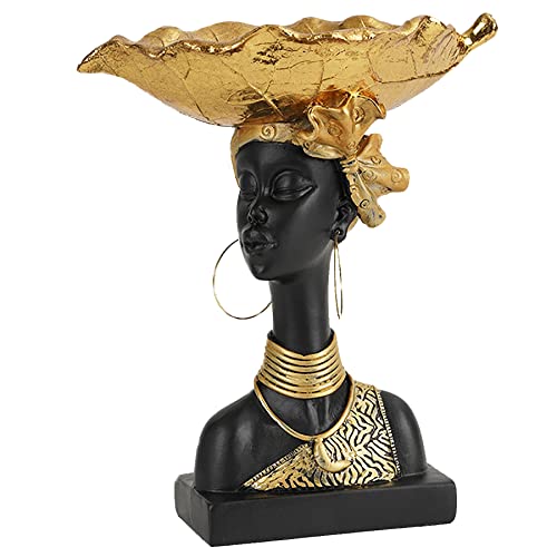 Xiyouqi African Statue And Sculptures For Home Decorations, African Figurine Storage Tray, African American Bust Statue, Home Decor Accent, Suitable For Living Room, Office, Desktop Decor (A4) #TOP19