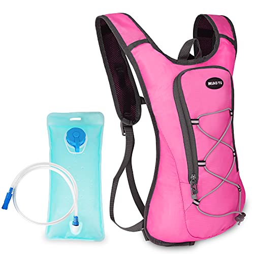 MIAO YU Hydration Backpack, Hydration Backpack with 2 Litre Water Bladder Hydration Pack Men Women Lightweight Rucksack Backpack Pouch for Outdoor Hiking Running Climbing Cycling Biking (Pink)