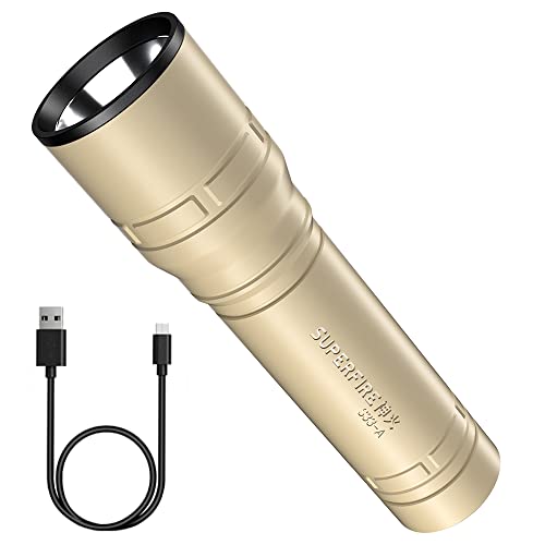 LED Flashlight USB Rechargeable Flashlights Bright Lightweight Flash Light 4 Modes Tactical Waterproof Handheld Flashlight for Camping Running Hiking and Emergencies (Black)