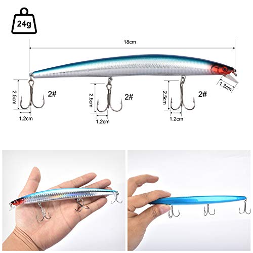 ColorGo ルアー ミノー セット フローティングミノー 10g 17g 23g シーバス カツオ ブリ マグロ タチウオ 青物 オールシーズン 海水 淡水対応 5個セット (24g5個セット) 6枚目