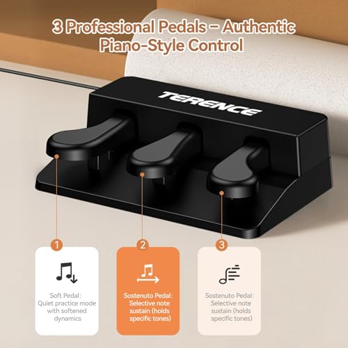 Image of TERENCE P10 Weighted Keyboard Piano 88 Keys,Full-Size Electric Piano for Beginners,Digital Piano 88 Key Semi-Weighted Keyboard with Stand,Triple Pedal,Music Stand,Power Adapter