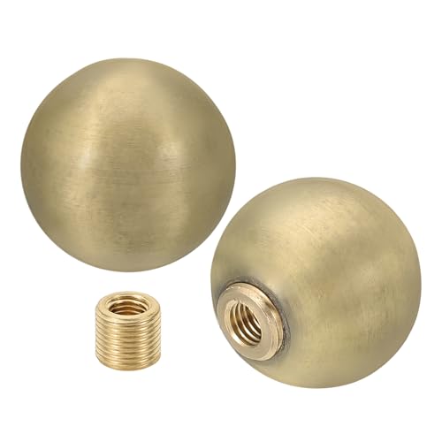 Image of PATIKIL 25mm Ball Lamp Finials Caps Knob, 2 Set Solid Lamp Shade Top Decoration Screw Cap Nuts with Brass Reducing Adapter for Table Lamps Floor Lamps, Bronze