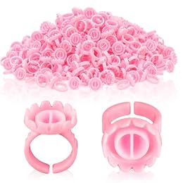 300PCS Pink Glue Rings for Eyelash Extension, Lovely Round Rings