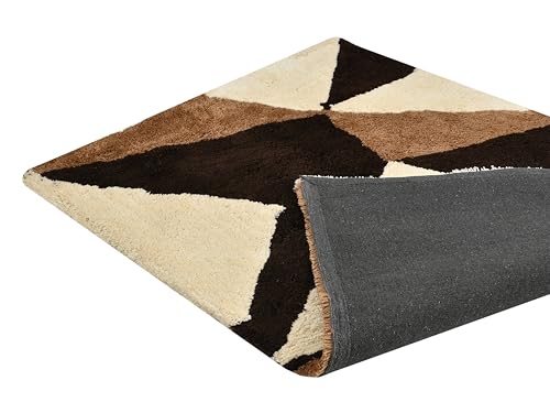 Image of Handmade Shaggy Pure Microfiber Smooth & Anti-Skid Carpets for Bedroom & Living Room, 2 inch Thickness Size- 5X5 Feet