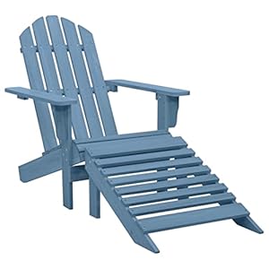 ZHOUMIN Adirondack-tuinstoel met voetensteun, tuinstoel, campingstoel, terrasstoelen, tuinmeubelen, balkonstoelen, hoge rugleuning, stoelen voor buiten, massief hout, dennenblauw