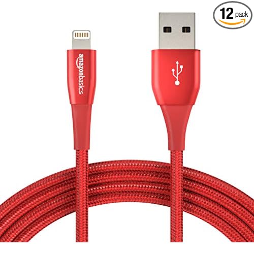 12Pack 10ft Amazon Basics MFi USBA to Lightning Cables (2 Colors) only 24.99