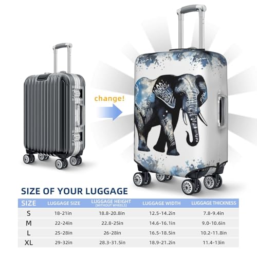 Travel Luggage Cover for Suitcase Elastic Suitcase Protector Elephant-Blue Black Suitcase Covers Washable Suitcase Protective Cover Dust-proof Luggage Covers Fit 18-32 Inch Luggage2