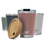 Campo Libre. Bono I Thermobecher mit verschließbarem Deckel und Bambusdeckel I Campingbecher 350ml I Thermosbecher I Perfekt als Teebecher to-go oder Coffee to-go Becher I Kaffeebecher to go thermo