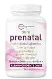 Pure Methylated Prenatal Vitamins for Women, 240 Veggie Capsules | 38-in-1 with DHA, Choline, Probiotics, Manganese, Inositol, & Vitamin A, C, D, B Complex + Methylfolate, & Iron | No Fillers