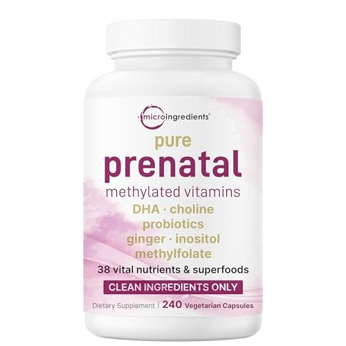 Micro Ingredients Pure Methylated Prenatal Vitamins for Women, 240 Veggie Capsules | 38-in... Micro Ingredients Pure Methylated Prenatal Vitamins for Women, 240 Veggie Capsules | 38-in...