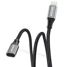 AGVEE 2 Pack 4 inch Lightning Extension Cable, Braided Female to Male Extender Full Function Cord Compatible with iPhone iPad, Data Sync Video Audio & Charging Connector Adapter, Dark Gray