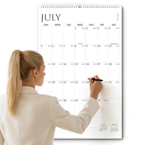 SUNEE 2026-2027 Wall Calendar Extra Large 17x27 21 Month July Calendar (Ends March 2028) Vertical Monthly for Wall White Minimalism
