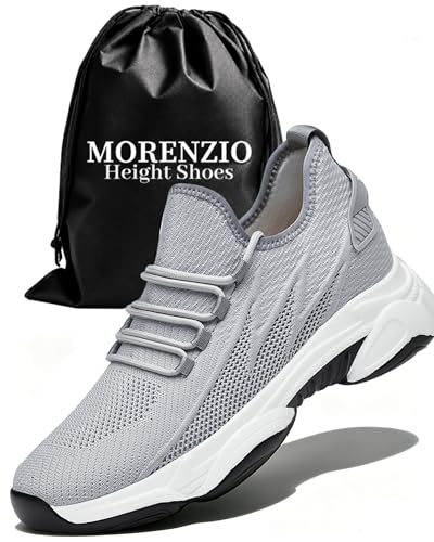 Height Increasing Shoes Boost Your Height (+2.4 +3.1 +3.9) Invisible Lift Sneakers with Arch Support Non-Slip Sole (Gray US Footwear Size System Adult Men Numeric Medium 11)
