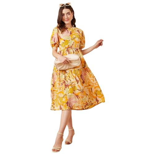 Image of Carlton London Women's Polyester Fit and Flare Midi Dress