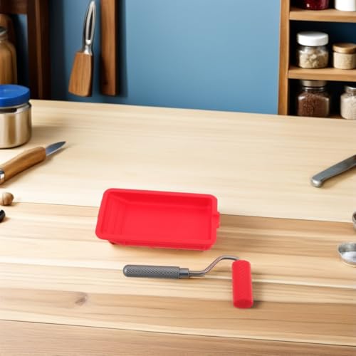 Bandeja para pintura de silicona con rodillo y recipiente reutilizable flexible 7