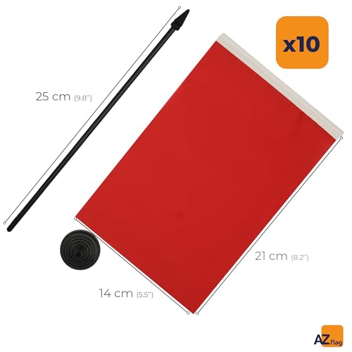 Drapeau de table rouge interruption de la course AZ FLAG 100% polyester avec socle noir résistant - 4