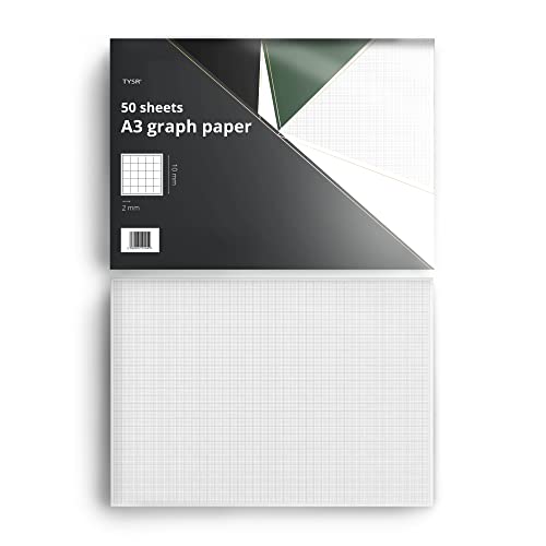 A3 Graph Paper Desk Pad 2mm - 10mm (50 Sheets) 100gsm Premium Paper