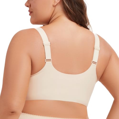 Front Closure Bras for Women No Underwire Plus Size Full Coverage Bra Back Fat Smoothing Racerback Bra3