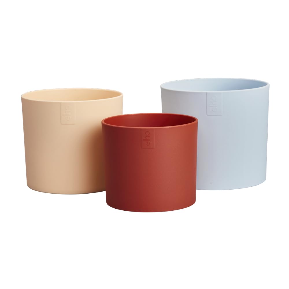 elho Lex Pott set of 3 - Plant Pots Indoor - 100% Recycled Plastic - diameter 11, 13 and 14 cm - Blue/Sky Blue - Image 2