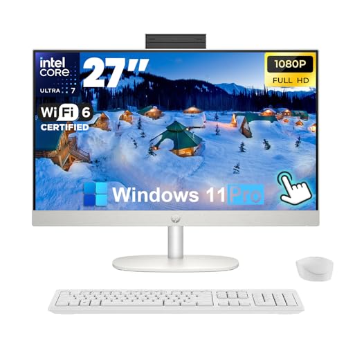Image of HP 27-inch All-in-One Desktop Computer - FHD Touchscreen, 64GB DDR5 RAM, 4TB SSD, Intel Ultra 7-155U, Intel UHD Graphics, Windows 11 Pro, Wi-Fi 6, HDMI
