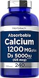 Absorbable Calcium with Vitamin D3 | 1200 mg | 240 Softgels | 5000 IU Vitamin D3 | Non-GMO, Gluten Free Calcium Supplement | by Horbaach