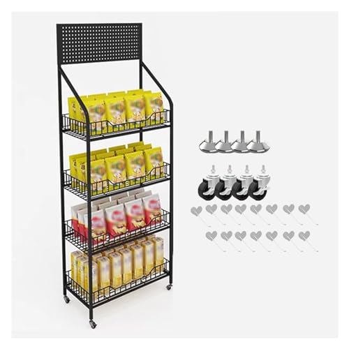 Chariot de rangement pour cuisine et maison : étagère de vente de snacks noire mobile