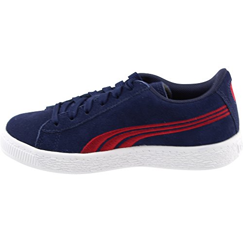 PUMA Unisex-Child Suede Classic Badge Sneaker, Peacoat-Toreador, 2.5 M US Little Kid
