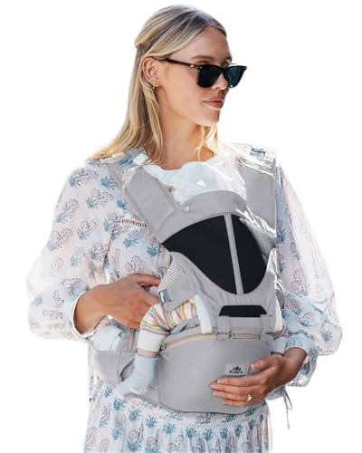 Image of Baby Carrier, KIDIRA 6-in-1 Ergonomic Baby Carrier Newborn to Toddler for 7-50lbs, Front & Back Baby Carriers with Hip Seat for Dad Mom, Adjustable Infant Carrier with Hood All Season (Grey)