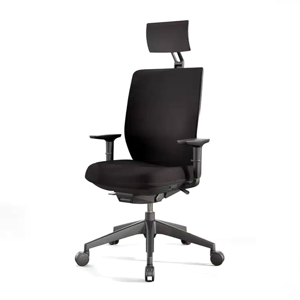 Silla de Oficina Profesional Actiu Trim Carbon Black Tapizado | hasta 150 kg y Uso de hasta 24 Horas… (Brazos 3D, con Cabezal)