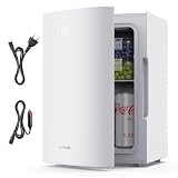 Upstreman Mini Frigo 13 Litri, 12 V 220V Portatile Elettrico Piccolo Frigorifero da Camera Dormitorio Auto Campeggio, Refrigeratore e Scaldavivande, per Red Bull Bevande Cura Della Pelle, TR13, Bianco