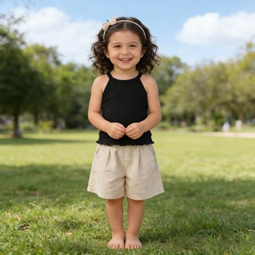 Image of ROMPERINBOX Toddler Tank Tops Girls 3 Pack Ribbed Knit Multipacks Halter Top Camisoles Undershirt
