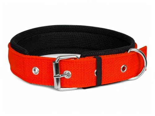 Image of Nylon Dog Collar for Large Dogs,Soft Padded Dog Belt Neck Collar,Dog Belt for Large Dogs Labrador,Golden Retriever,Pitbull,German Shepherd,Husky,Doberman (RED,L),23.5 inch