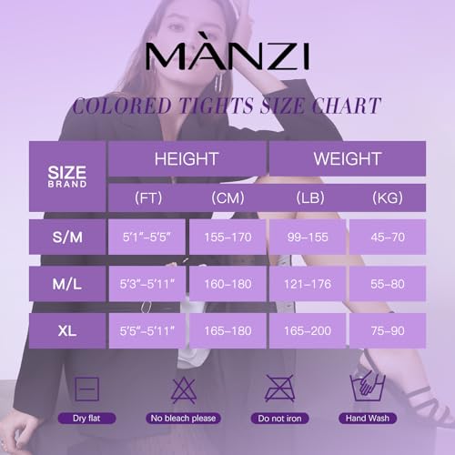 Image of MANZI Women's Solid Color Semi Opaque Footed Tights Soft Stretch Pantyhose