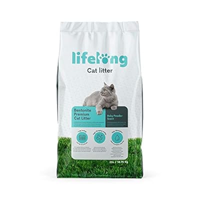 Amazon Brand Lifelong Bentonite Premium Cat Litter Baby Powder Scent 25L