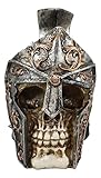 Ebros Gift Roman General Maximus The Gladiator Helmet Skull Statue Medieval Skeleton Cranium with Spiked Helmet Figurine Ossuary Macabre Skeletons Skulls Death Lord