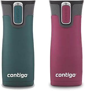 Contigo AUTOSEAL West Loop Vacuum-Insulated Stainless Steel Travel Mug, 16 oz, 2-Pack, Chard