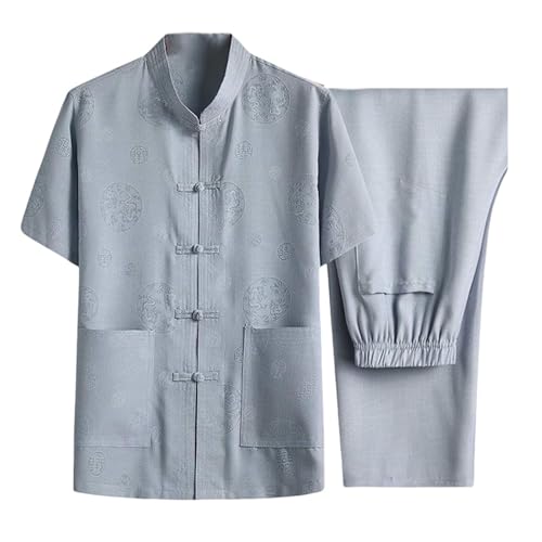 Hanfu homme pour exercices du matin et détente estivale en lin léger