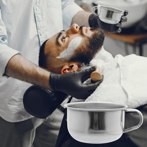 Taza de afeitar de acero inoxidable para crear espuma cremosa en el baño diario 3
