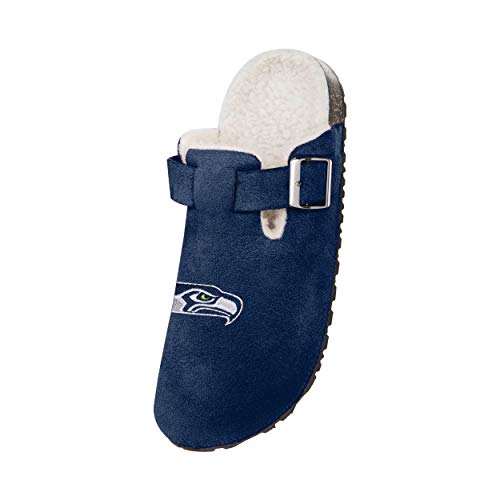 FOCO Seattle Seahawks NFL Womens Fur Buckle Clog Slippers - L (9-10), team color by FOCO - Image 3