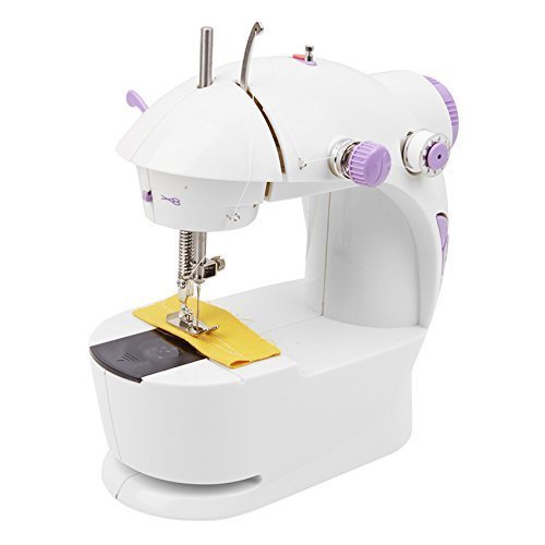 Qualimate Plastic Creatick Mini 4 in 1 Desktop Multi Functional Electric Household Sewing Machine (White, Medium)