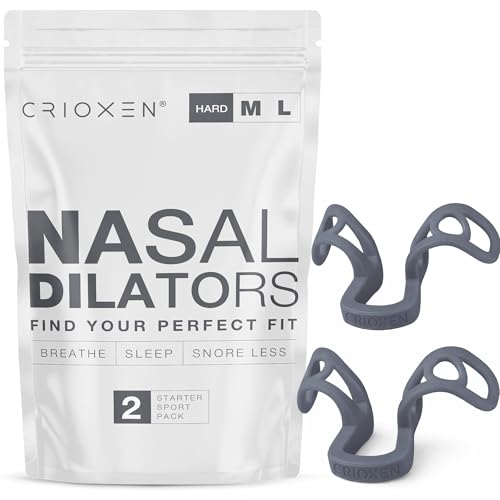 CRIOXEN Nasal Dilators for Breathing Sleeping - Reusable Internal Nostril Nose Opener Anti Snoring Device Maximum Nasal Airflow Support Comfortable Fit for Congestion 2 Pack Firm M/L