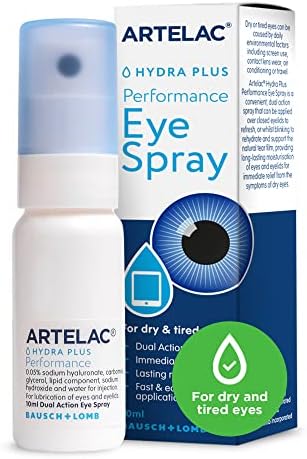Artelac Eye Spray, Hydra Plus Performance Dry Eye Spray, Dry Eyes Treatment, Immediate Relief Eye Spray For Tired And Dry Eyes, Preservative Free Eye Mist, Eye Spray For Itchy, Gritty Eyes, 10ml