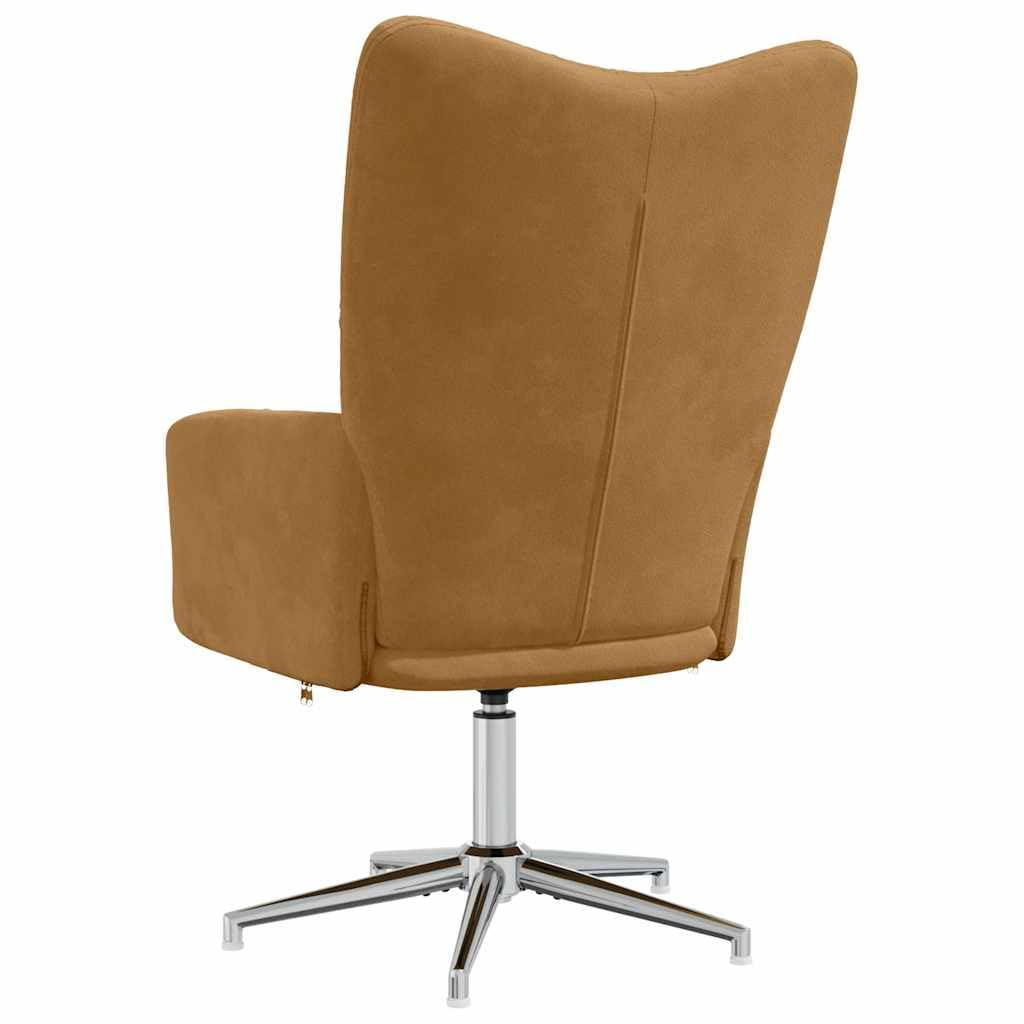 Elegante sillón de relax marrón de terciopelo, giratorio 360°, para salón, dormitorio y oficina, sillón moderno con estructura de acero, gran comodidad