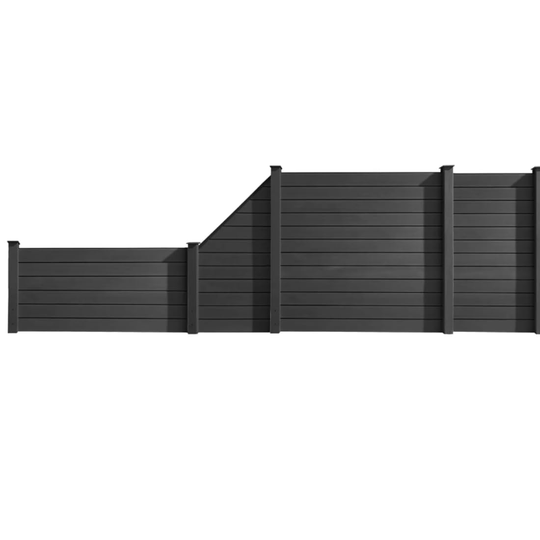 HORI Sichtschutzzaun Schmal & Schräg Element - WPC Gartenzaun - Robuster Lamellenzaun Grau - Langlebiger Sichtschutzzaun für Terrasse & Garten - Modernes Design für mehr Privatsphäre - 180 x 180 cm -