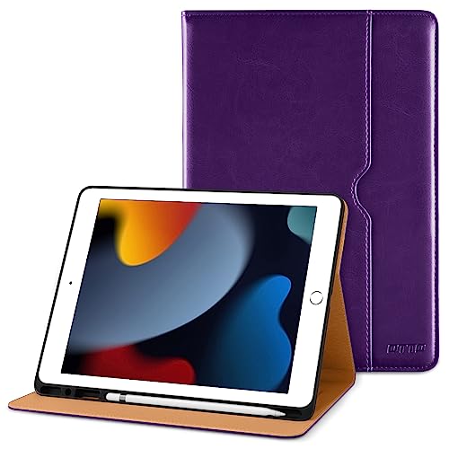 DTTO Custodia per iPad 9a/8a/7a generazione da 10,2 pollici 2021/2020/2019, custodia a libro in pelle di alta qualità con supporto integrato per Apple Pencil - Wake/Sleep automatico e angoli di