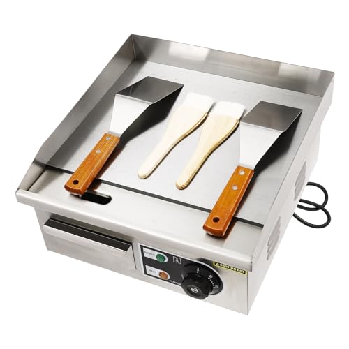 VonVVer Electric Griddle 2000W Electric Hot Plates for Cooking Stainless Steel with Thermostatic Control BBQ Griddle Plate Panini Press Grill Commercial Hamburger Machine for Fry Eggs Pies Bacon